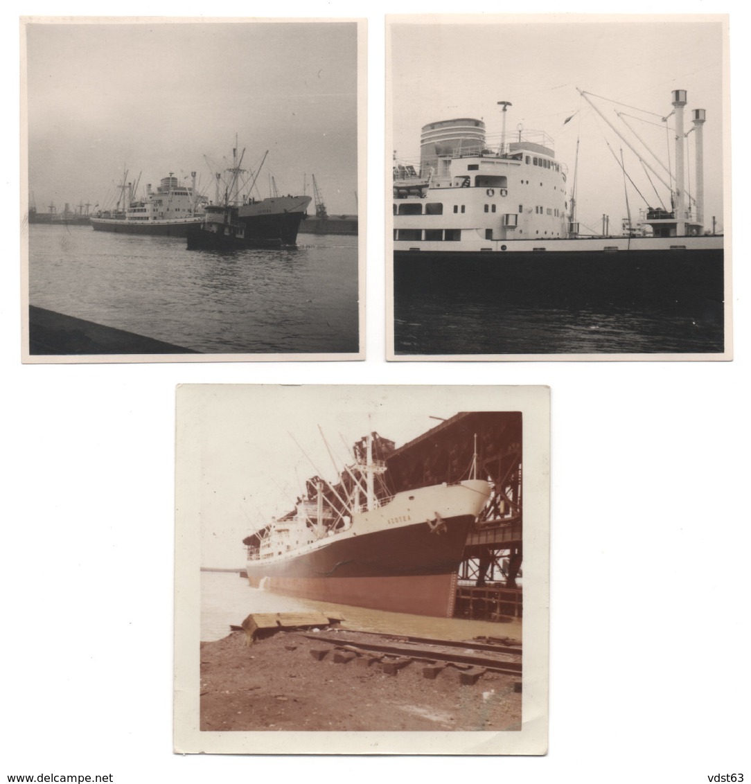 3 X General Cargo AZOTEA 1957 Ship Bateau Harbour Port - FINCANTIERI PALERMO - Photo Foto Photograph - Bateaux