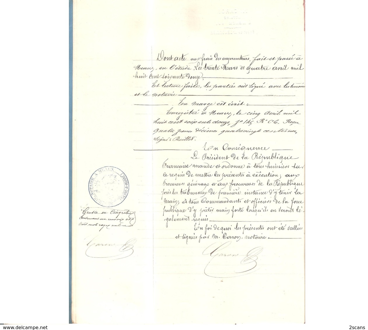 77 - VILLENOY - 1872 - Obligation par M. & Mme CHEVREMONT à Mme Vve VIENNOT (née DROUILLY) - Meaux Neufmontiers Penchard