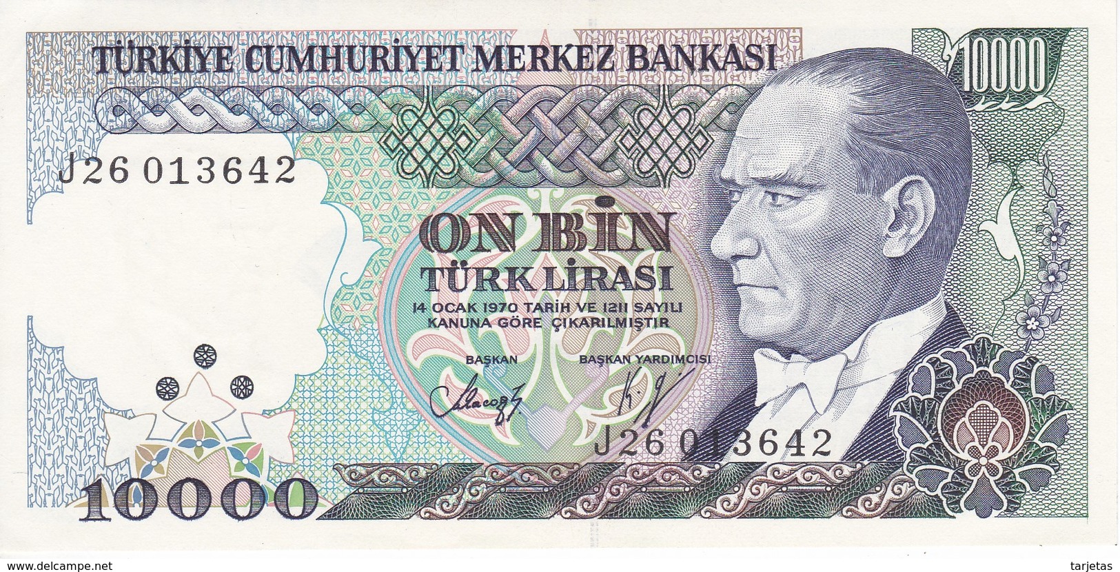 BILLETE DE TURQUIA DE 10000 LIRAS DEL AÑO 1970 SIN CIRCULAR - UNCIRCULATED  (BANK NOTE) - Turquia