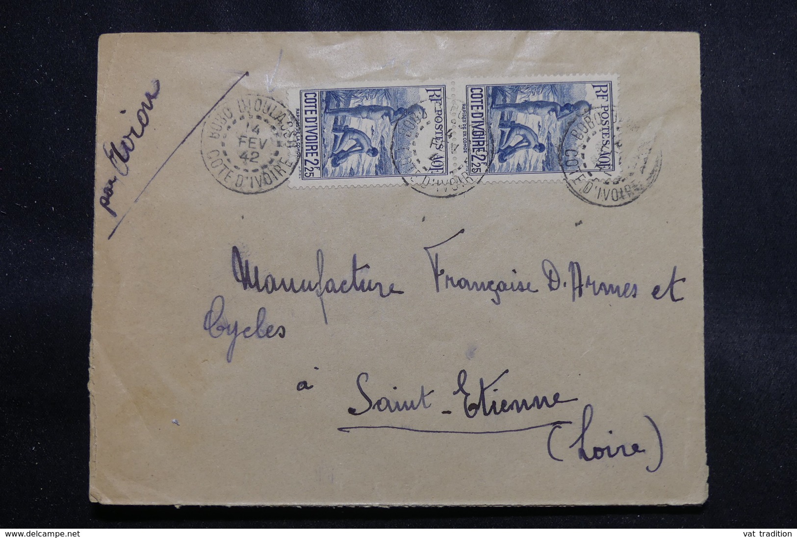 CÔTE D'IVOIRE - Enveloppe De Bobo Djoulasso En 1942 Pour St Etienne , Affranchissement Plaisant - L 56636 - Cartas & Documentos