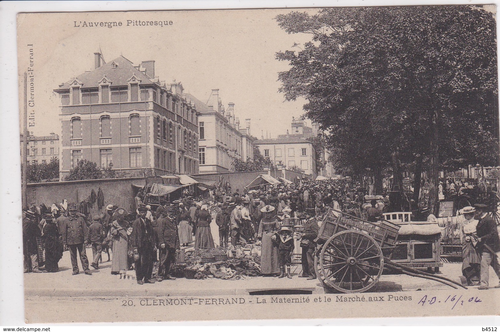 63 CLERMONT FERRAND La Maternité Et Le Marché Aux Puces ,circulée En 1904 - Clermont Ferrand