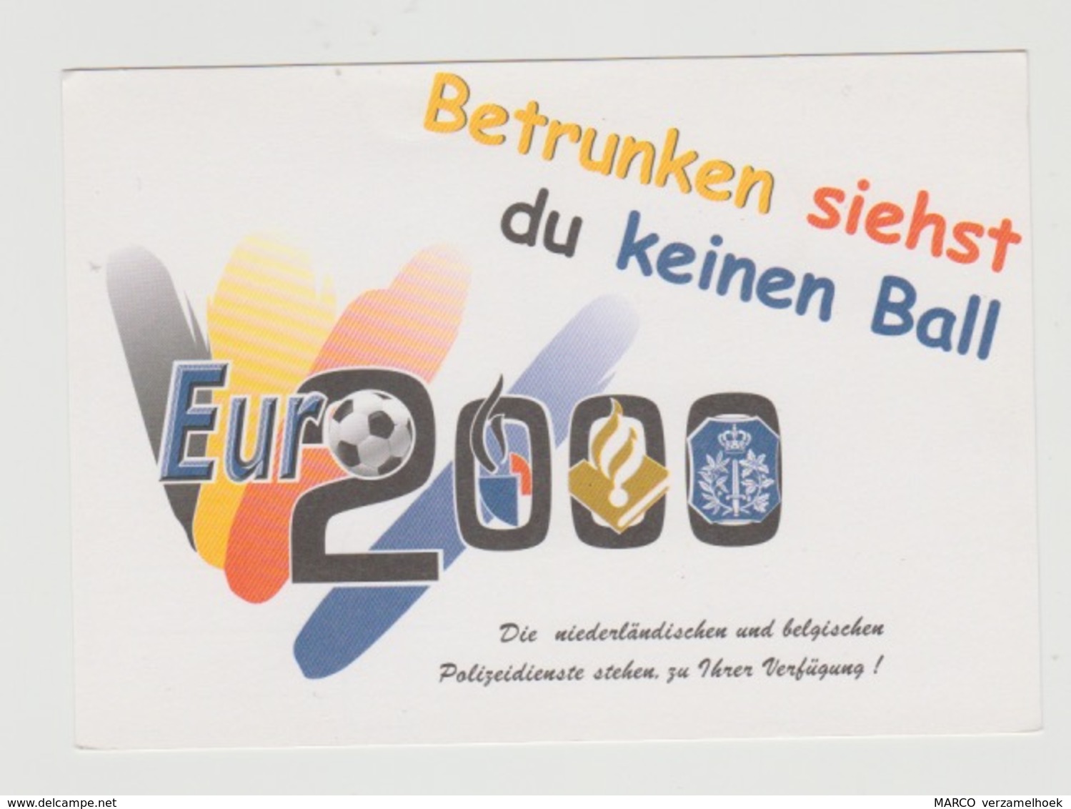 Ansichtkaart-postcard EURO 2000 Nederland-belgie Uitgifte: Rijkswacht-gendarmerie - Police