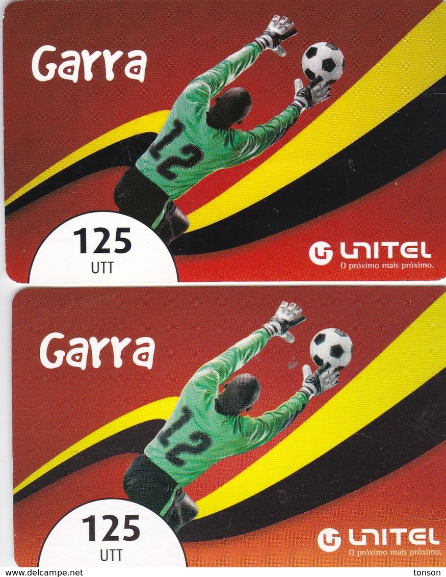 Angola, AO-UNI-REF-?, Unitel 125 UTT, Garra, Football, 2 Scans.  Expiry : 2013/12/31   2 Different  Backs - Angola