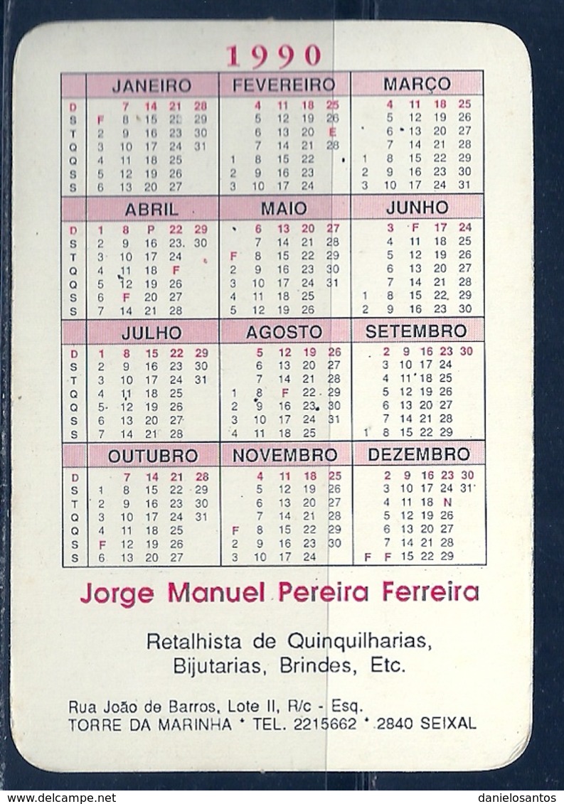 1990 Pocket Calendar Calandrier Calendario Portugal Frutas E Legumes Fruits And Vegetables Legumes Verduras - Grand Format : 1981-90