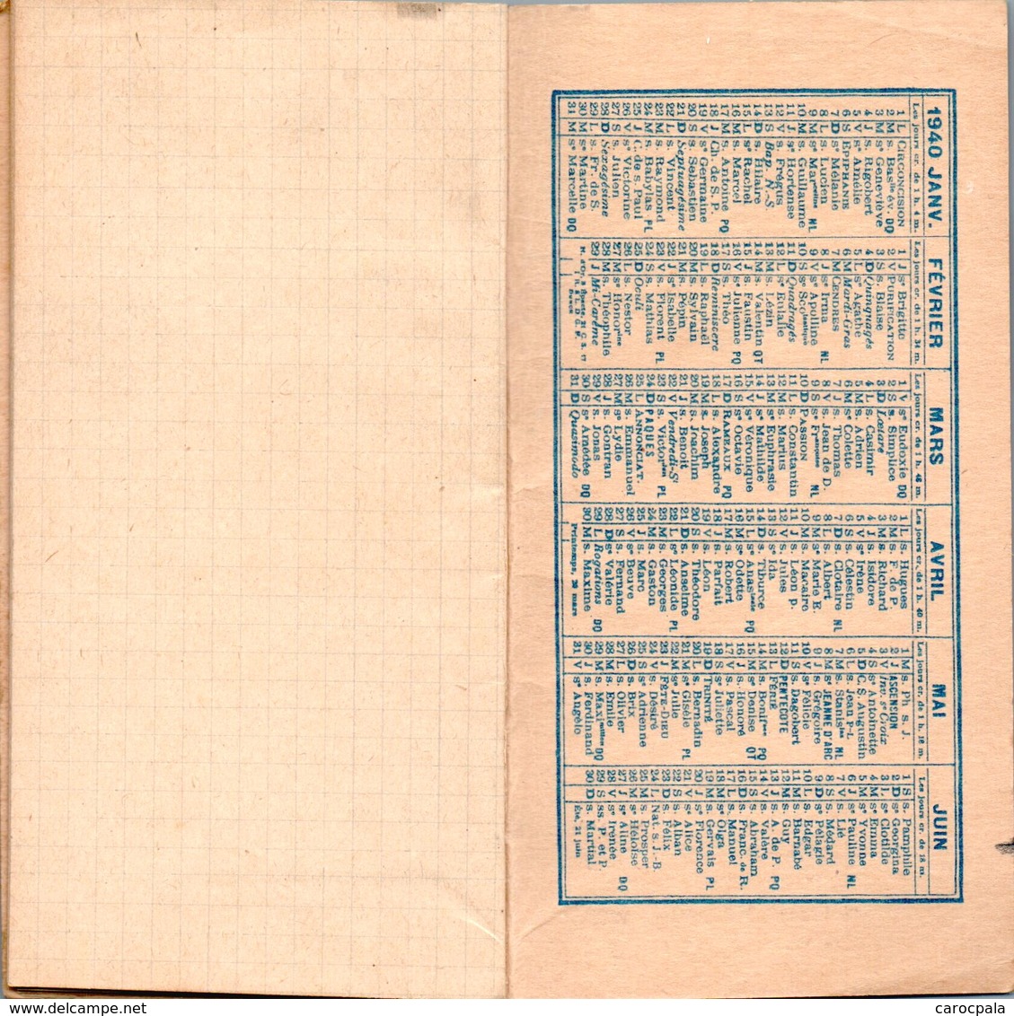 Mini Agenda Calendrier 1940 Publicité "la Métropole Assurances" - Petit Format : 1921-40