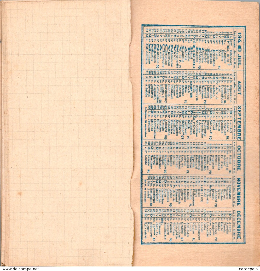 Mini Agenda Calendrier 1940 Publicité "la Métropole Assurances" - Petit Format : 1921-40