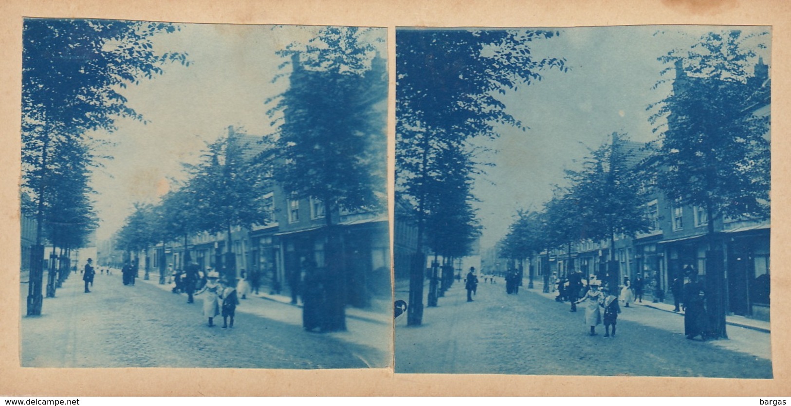 Photo Stéréo Pays Bas Hollande Cyanotype A Situer - Stereo-Photographie