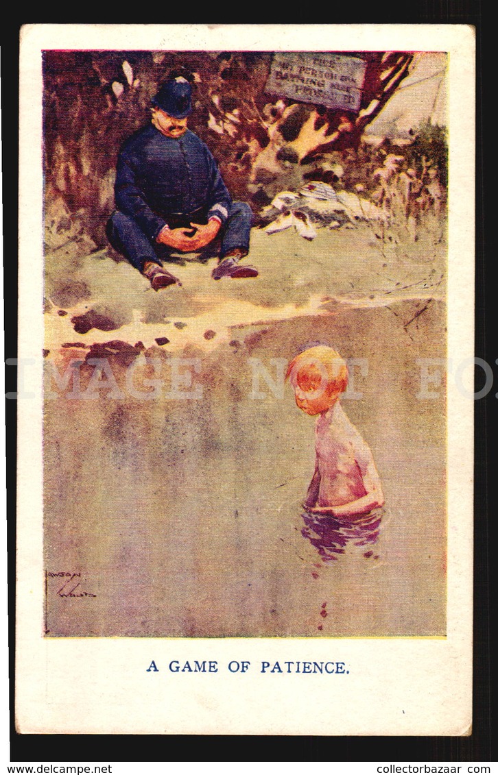 Lawson Wood A Game Of Patience Police Bobby - Postcard Artist Signed Artiste Carte Postale Signée W5-1369 - Wood, Lawson