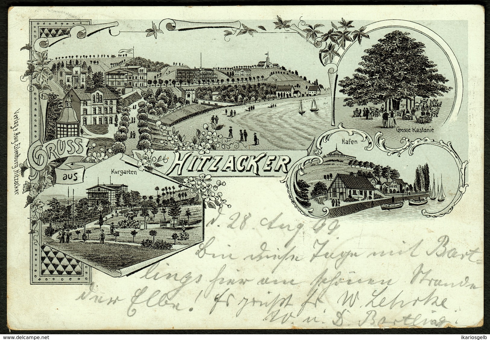 HITZACKER Elbe B Lüchow-Dannenberg 1899 1a S/w 4-geteilte LITHO  " Stadtansichten " - Hitzacker