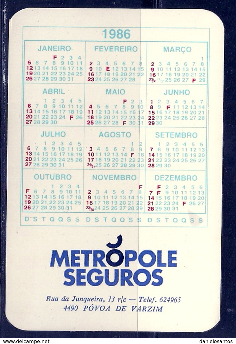 1986 Pocket Calendar Calandrier Calendario Portugal Lugares Cidades Edificios - Grand Format : 1981-90