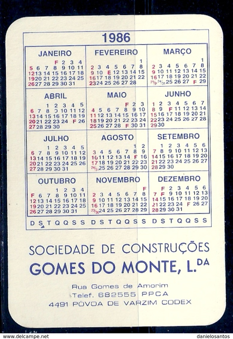 1986 Pocket Calendar Calandrier Calendario Portugal Lugares Cidades Edificios - Grand Format : 1981-90