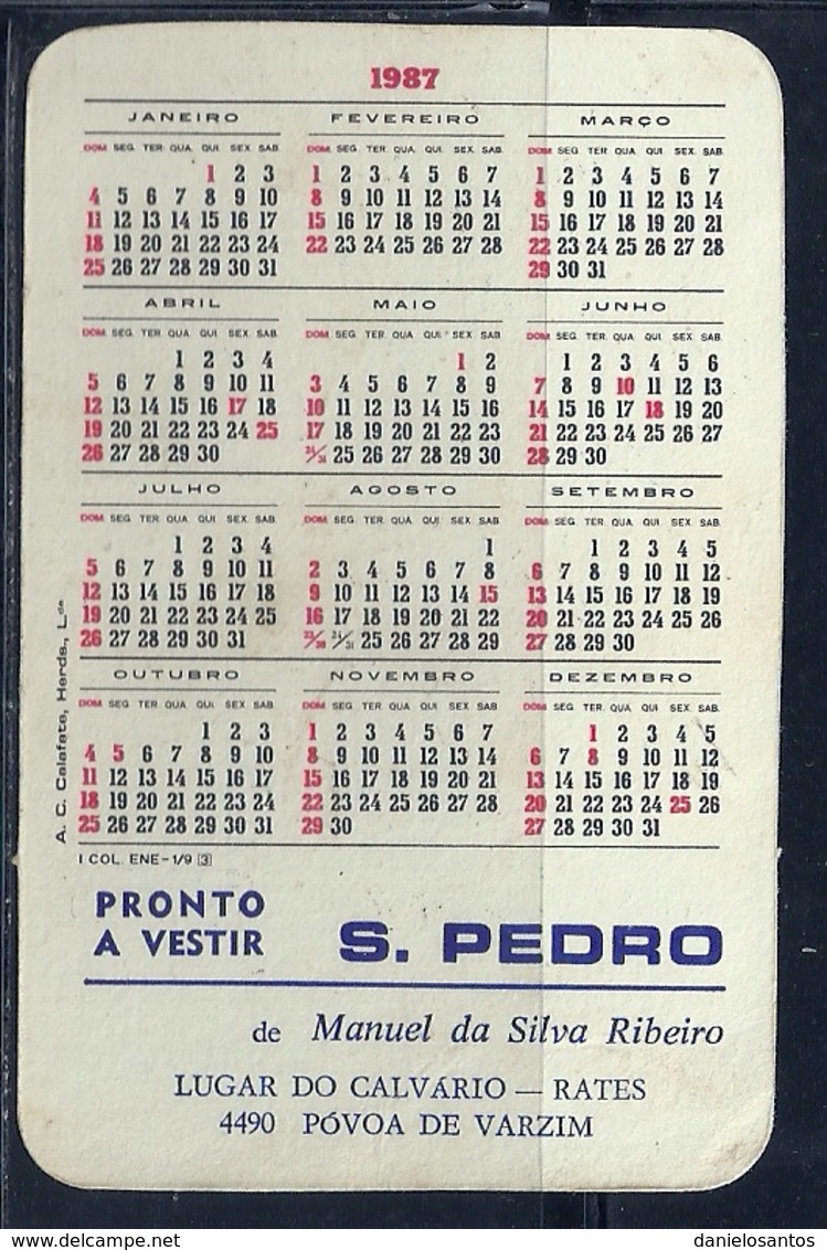 1987 Pocket Calendar Calandrier Calendario Portugal Lugares Cidades Edificios - Grand Format : 1981-90