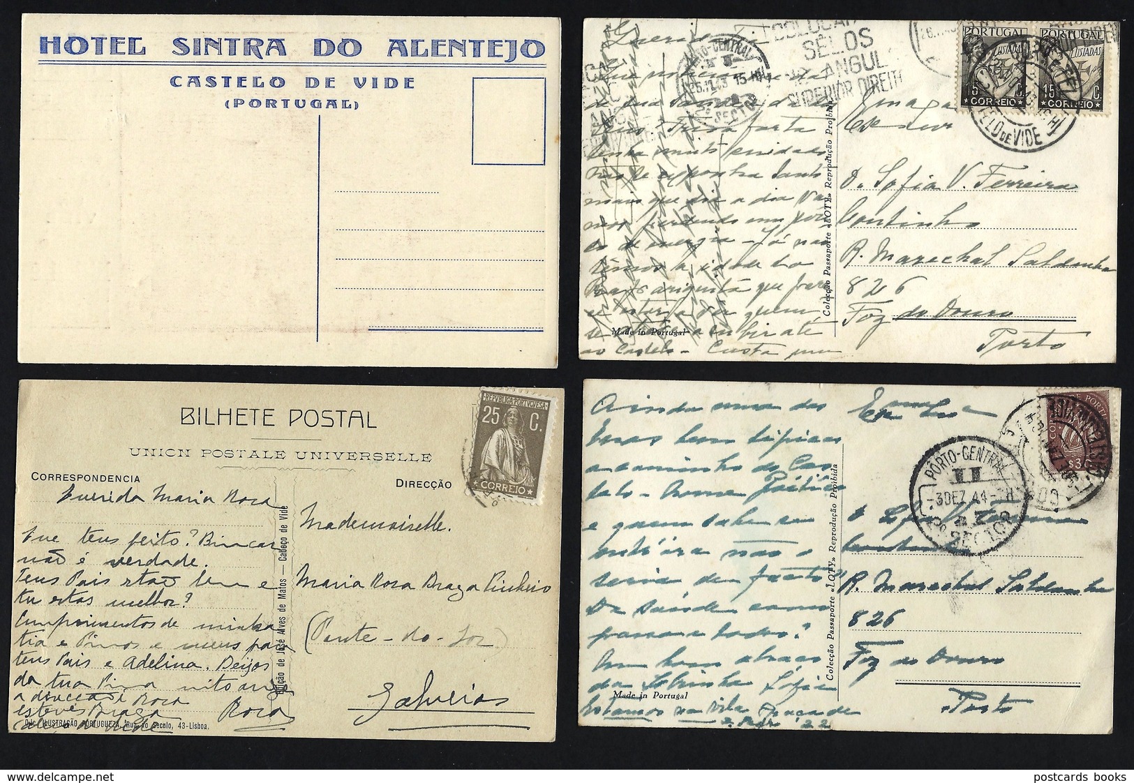 Conjunto De 4 Postais Antigos De CASTELO E CABAÇO De VIDE (Portalegre). Set Of 4 Old Postcards ALENTEJO Portugal - Portalegre