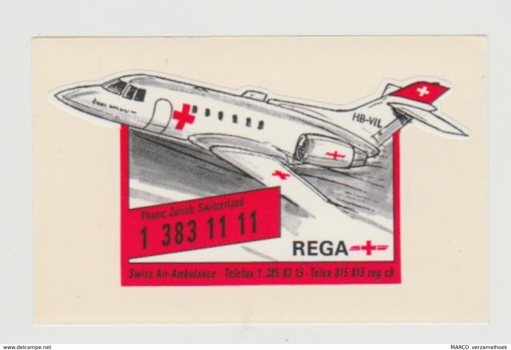 Airplane-vliegtuig-luchthaven Sticker Red Cross REGA Swiss Air-ambulance Switserland - Aufkleber