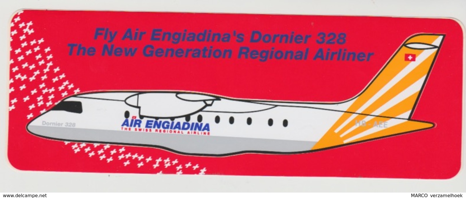 Airplane-vliegtuig-luchthaven Sticker Fly Air Engiadina's Dornier 328 Switserland - Aufkleber