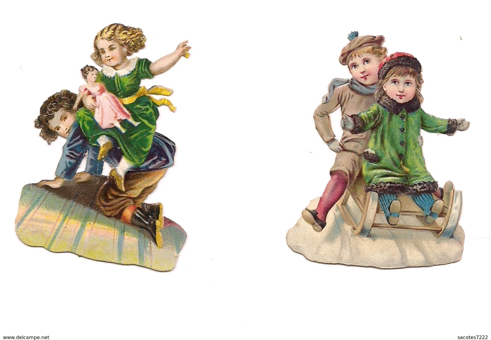 2 DECOUPIS GAUFFRES ENFANT - POUPEE -LUGE - - Enfants