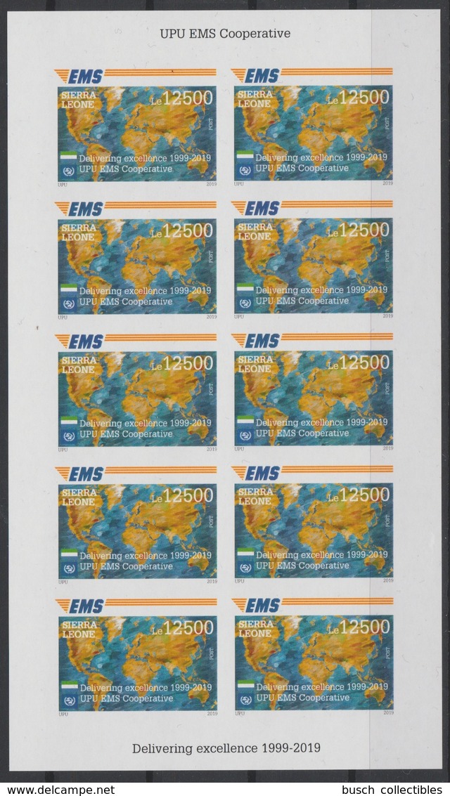 Sierra Leone 2019 Mi. IMPERF Mini-sheet Kleinbogen Joint Issue 20e Anniversaire EMS 20 Years Emission Commune E.M.S. UPU - Sierra Leone (1961-...)