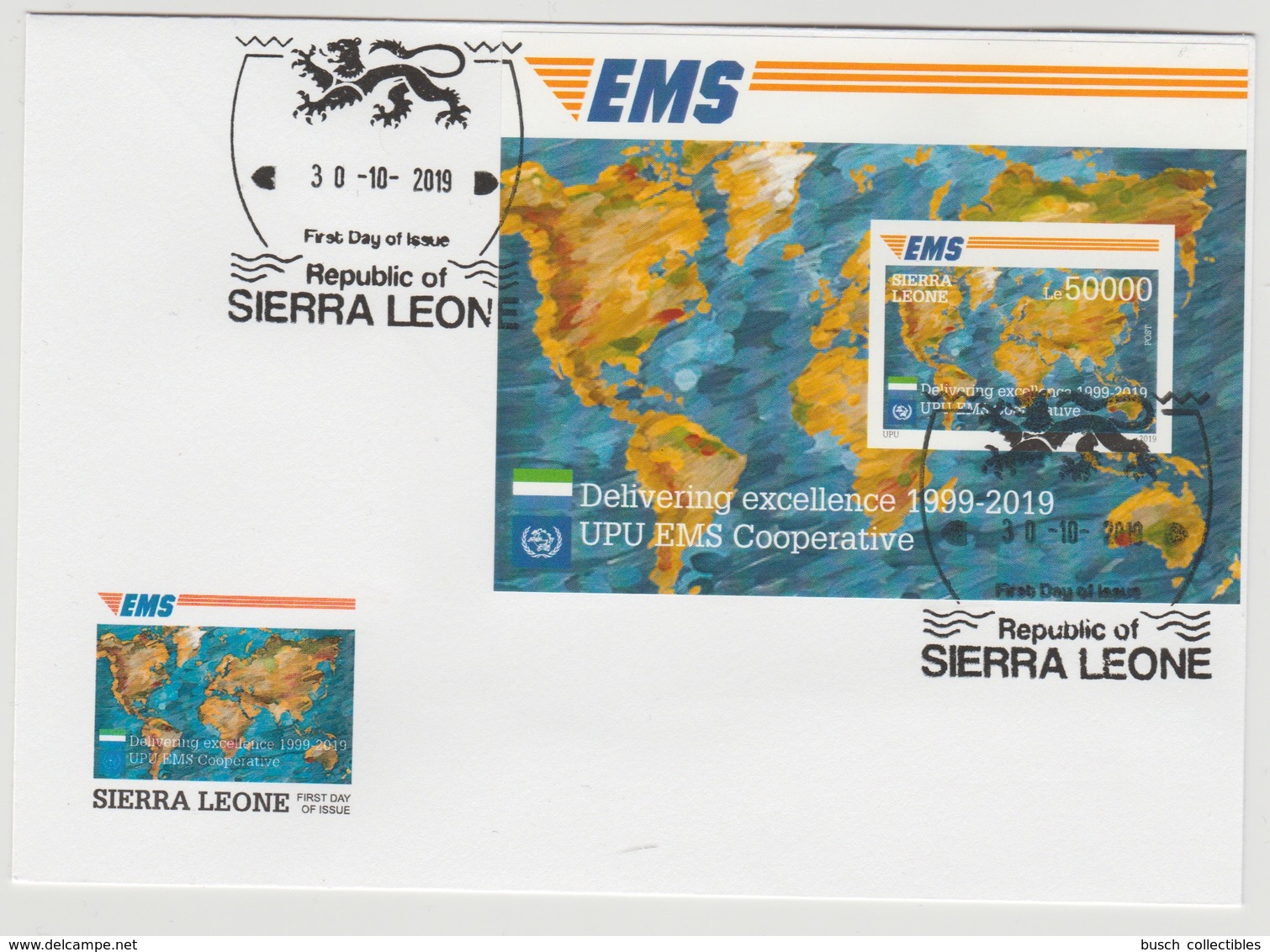Sierra Leone 2019 Mi. ? FDC IMPERF Souvenir Sheet Joint Issue 20e Anniversaire EMS 20 Years Emission Commune E.M.S. UPU - Sierra Leone (1961-...)