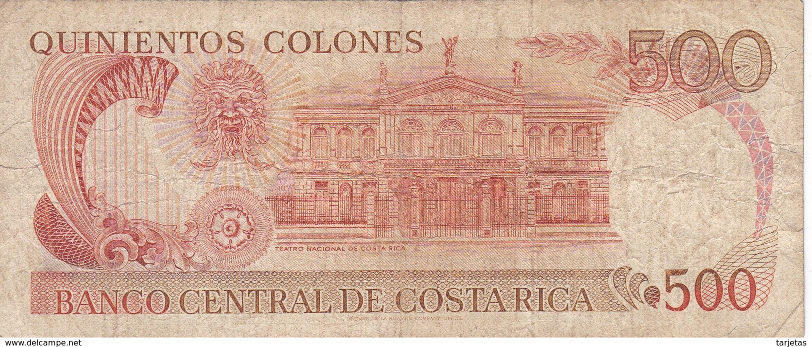 BILLETE DE COSTA RICA DE 500 COLONES AÑO 1989 SERIE C  (BANKNOTE) - Costa Rica