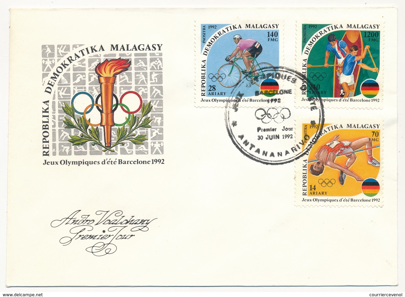 MADAGASCAR - 3 Enveloppes FDC - Jeux Olympiques De Barcelone - Antananarivo - 30 Juin 1992 - Madagaskar (1960-...)