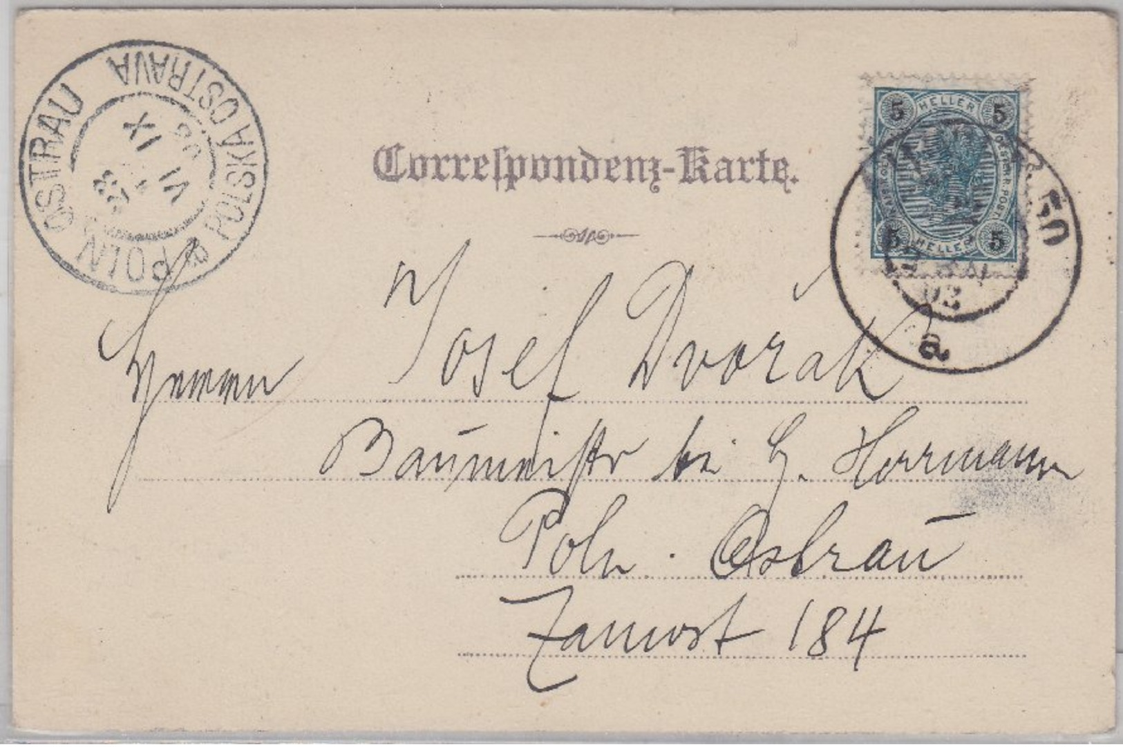 Österreich - Wien, Freyung M. Schottenkirche, Gelaufen 1903 N. Pooln. Ostrau - Other & Unclassified