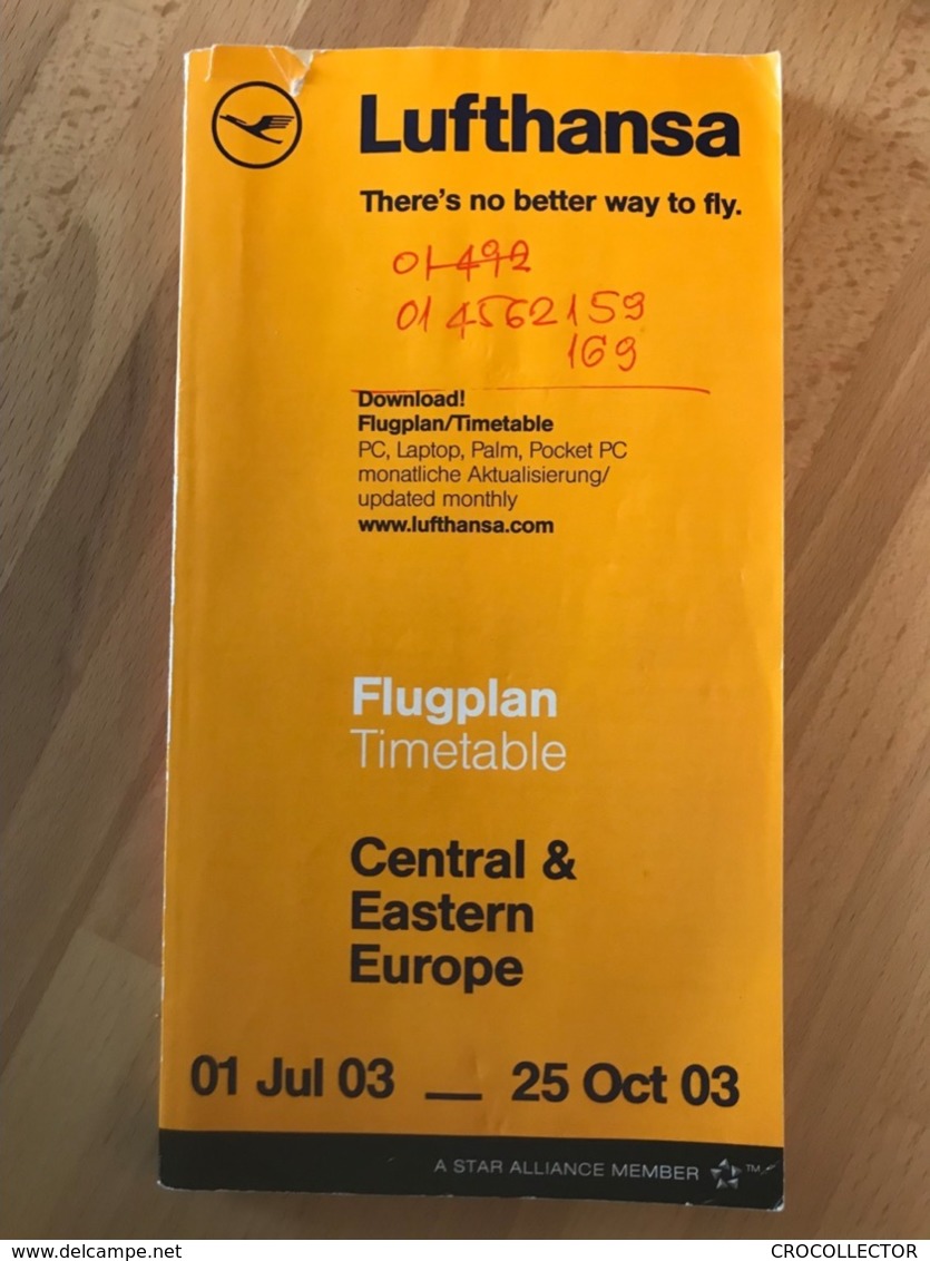 LUFTHANSA Flugplan Timetable Central & Eastern Europe 01 Jul 03 - 25 Oct 03 - Horaires