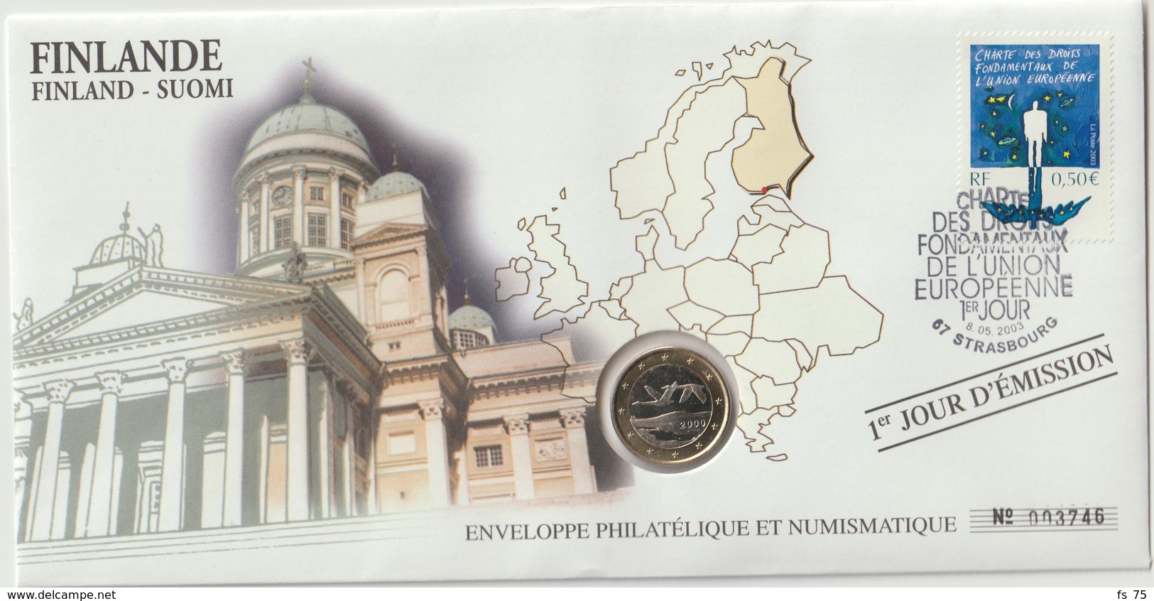 FINLANDE - 8 FDC PHILATELIE ET NUMISMATIQUE  - 1€ - 2€ X 7 - 2003/2012 - Finnland