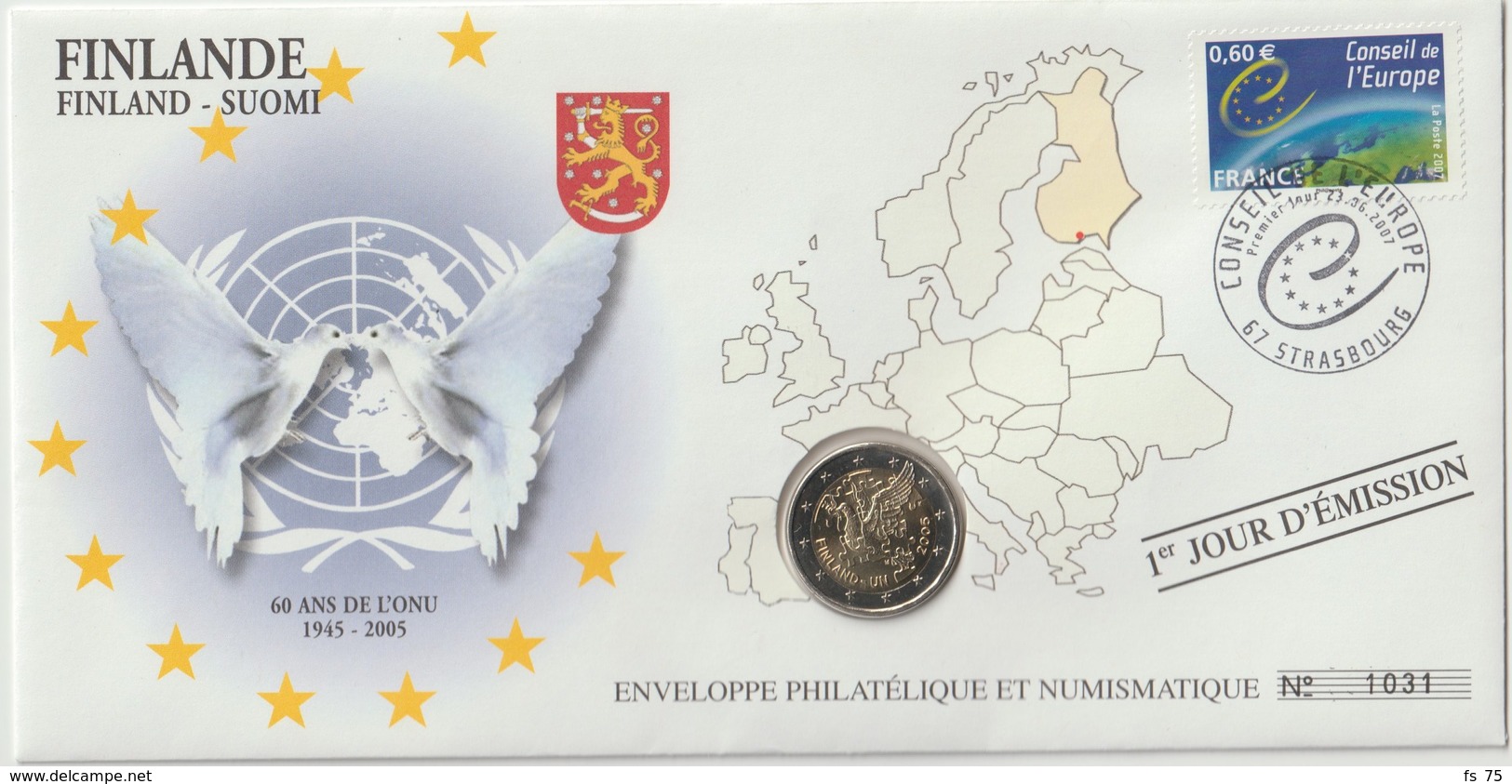 FINLANDE - 8 FDC PHILATELIE ET NUMISMATIQUE  - 1€ - 2€ X 7 - 2003/2012 - Finlandía