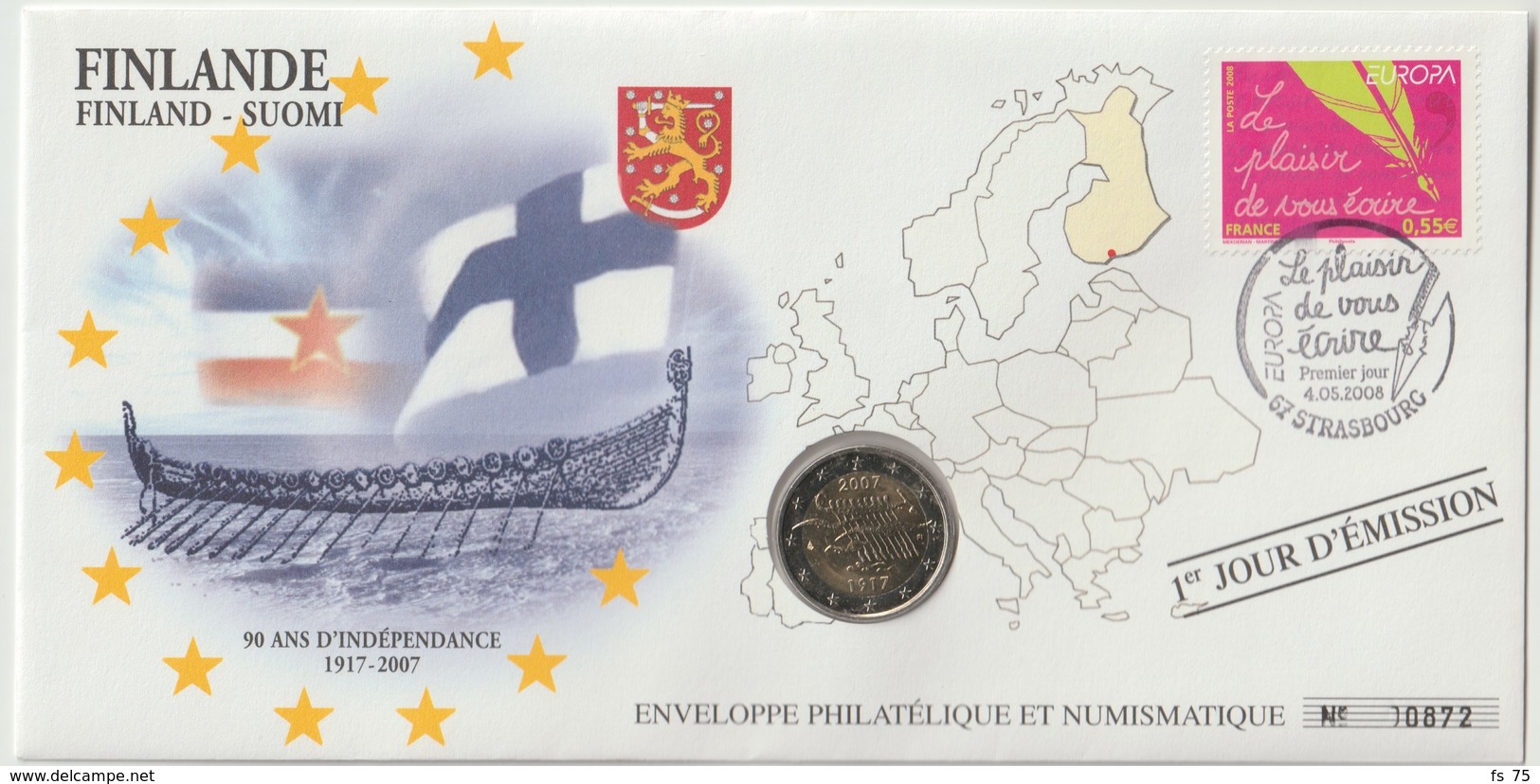 FINLANDE - 8 FDC PHILATELIE ET NUMISMATIQUE  - 1€ - 2€ X 7 - 2003/2012 - Finlandía