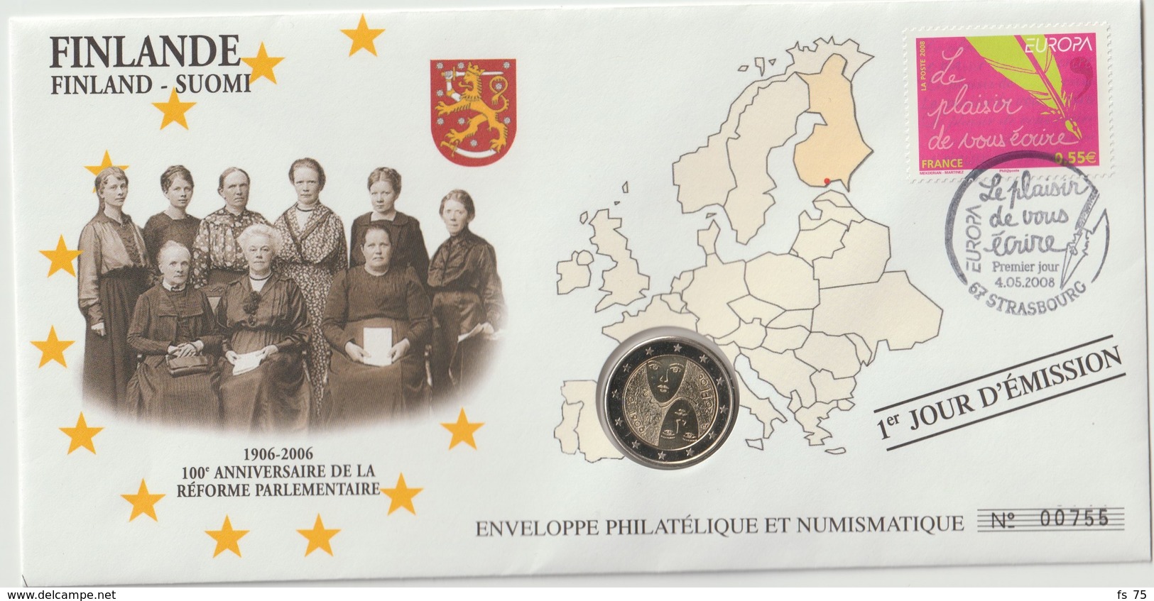 FINLANDE - 8 FDC PHILATELIE ET NUMISMATIQUE  - 1€ - 2€ X 7 - 2003/2012 - Finlandía