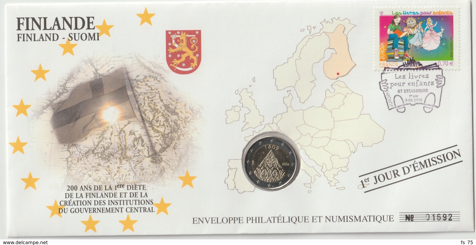 FINLANDE - 8 FDC PHILATELIE ET NUMISMATIQUE  - 1€ - 2€ X 7 - 2003/2012