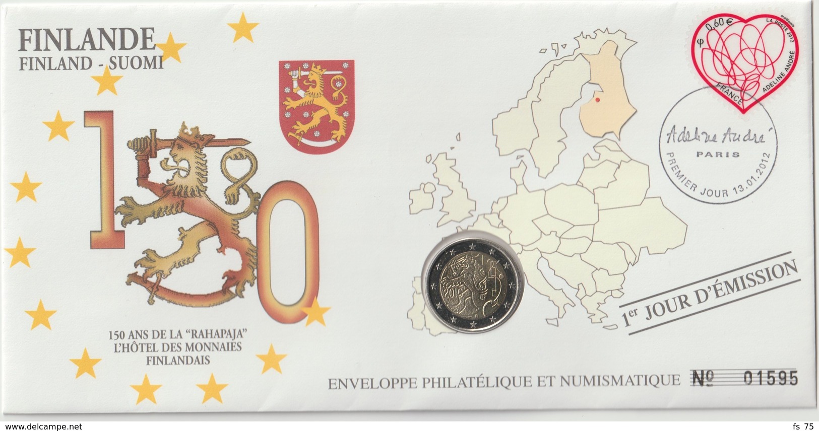 FINLANDE - 8 FDC PHILATELIE ET NUMISMATIQUE  - 1€ - 2€ X 7 - 2003/2012