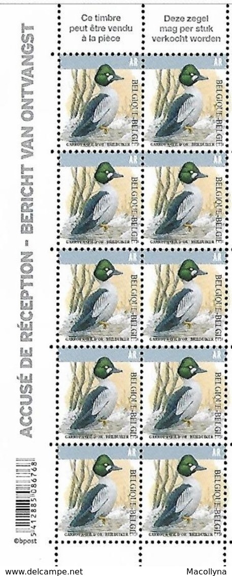 Belg. 2020 - Garrot à Oeil D'or ** Brilduiker**  (timbre Pour Accusé De Réception) BUZIN (Bericht Van Ontvangst) - Unused Stamps