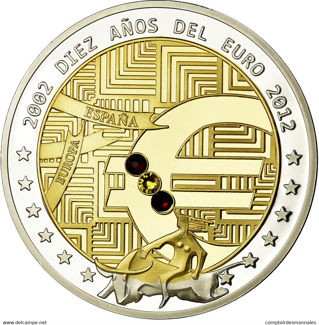 Espagne, Médaille, 10 Ans De L'Euro, Politics, Society, War, 2012, FDC, Copper - Autres & Non Classés