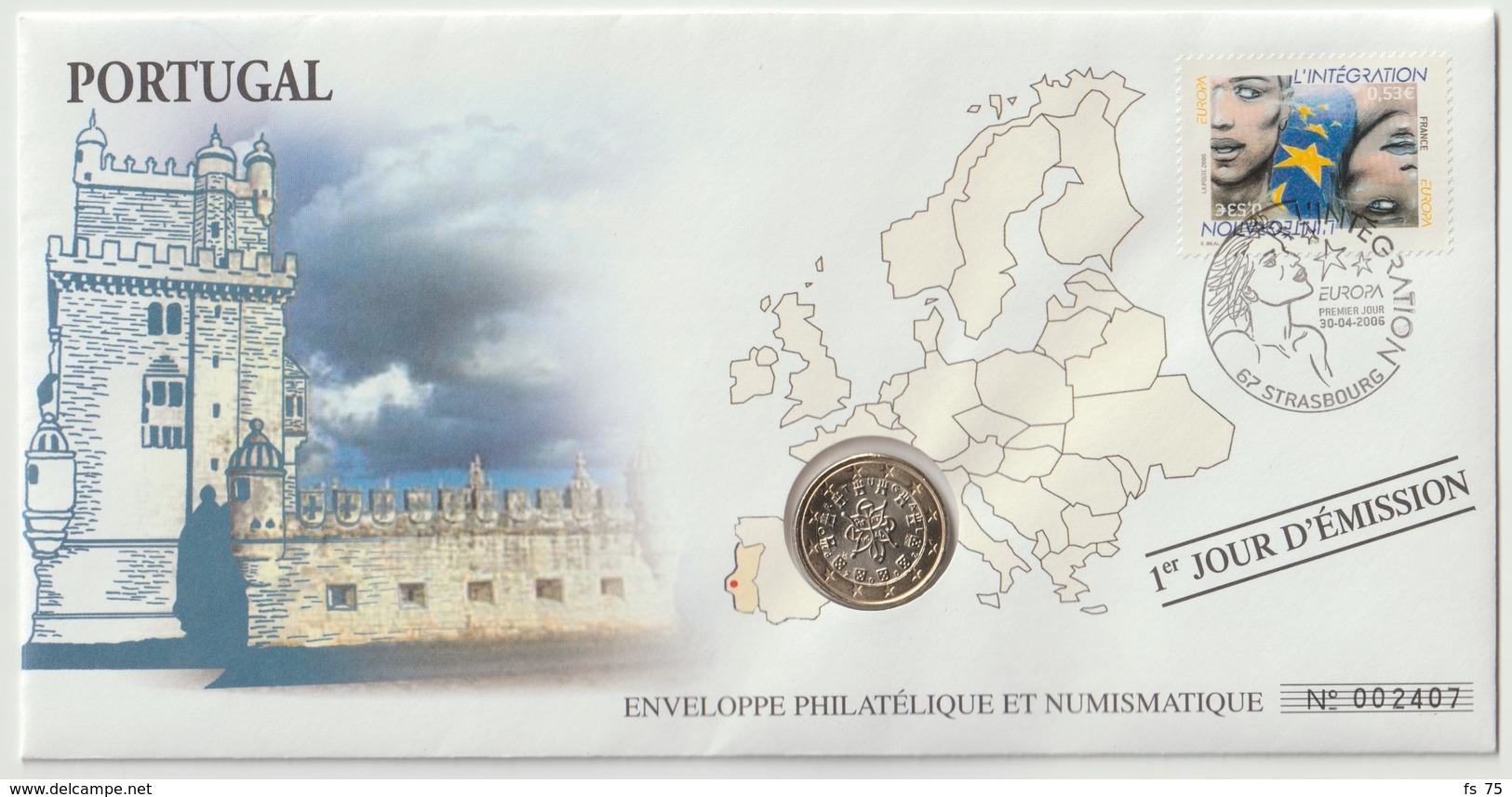 PORTUGAL - 6 FDC PHILATELIE ET NUMISMATIQUE  - 1€ - 2€ X 5 -  2006/2011 - Portogallo