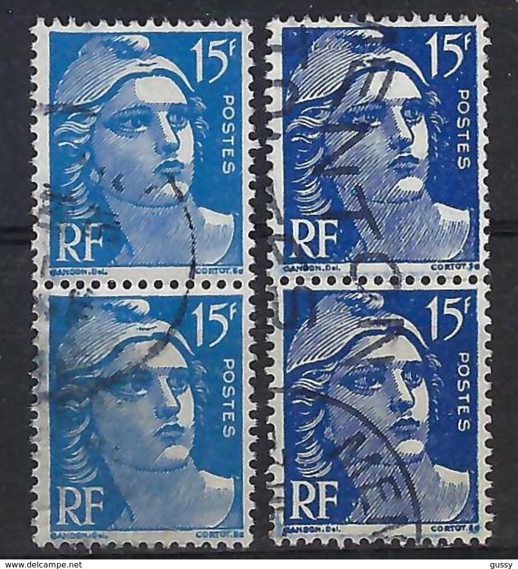 FRANCE:  Paires Du Y&T 886, 2 Paires Vert. Oblitérées, 2 Nuances Différentes - Used Stamps