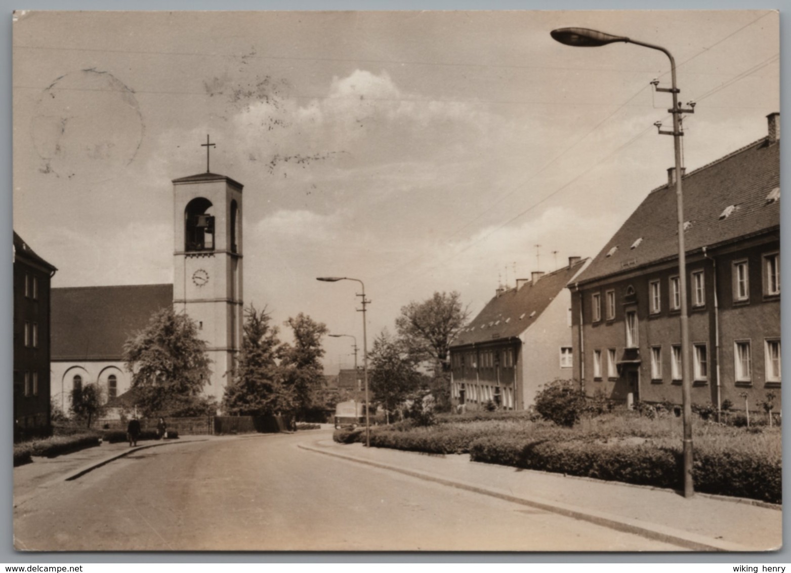 Glauchau - S/w Geschwister Scholl Straße Mit Katholischer Kirche - Glauchau