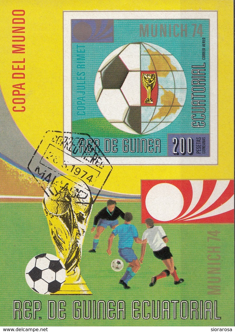 Guinea Equatoriale 1973 Bf. 87B FIFA RIMET Sheet Imperf. CTO Coppa Del Mondo Monaco Gerson Albertos - 1974 – Germania Ovest