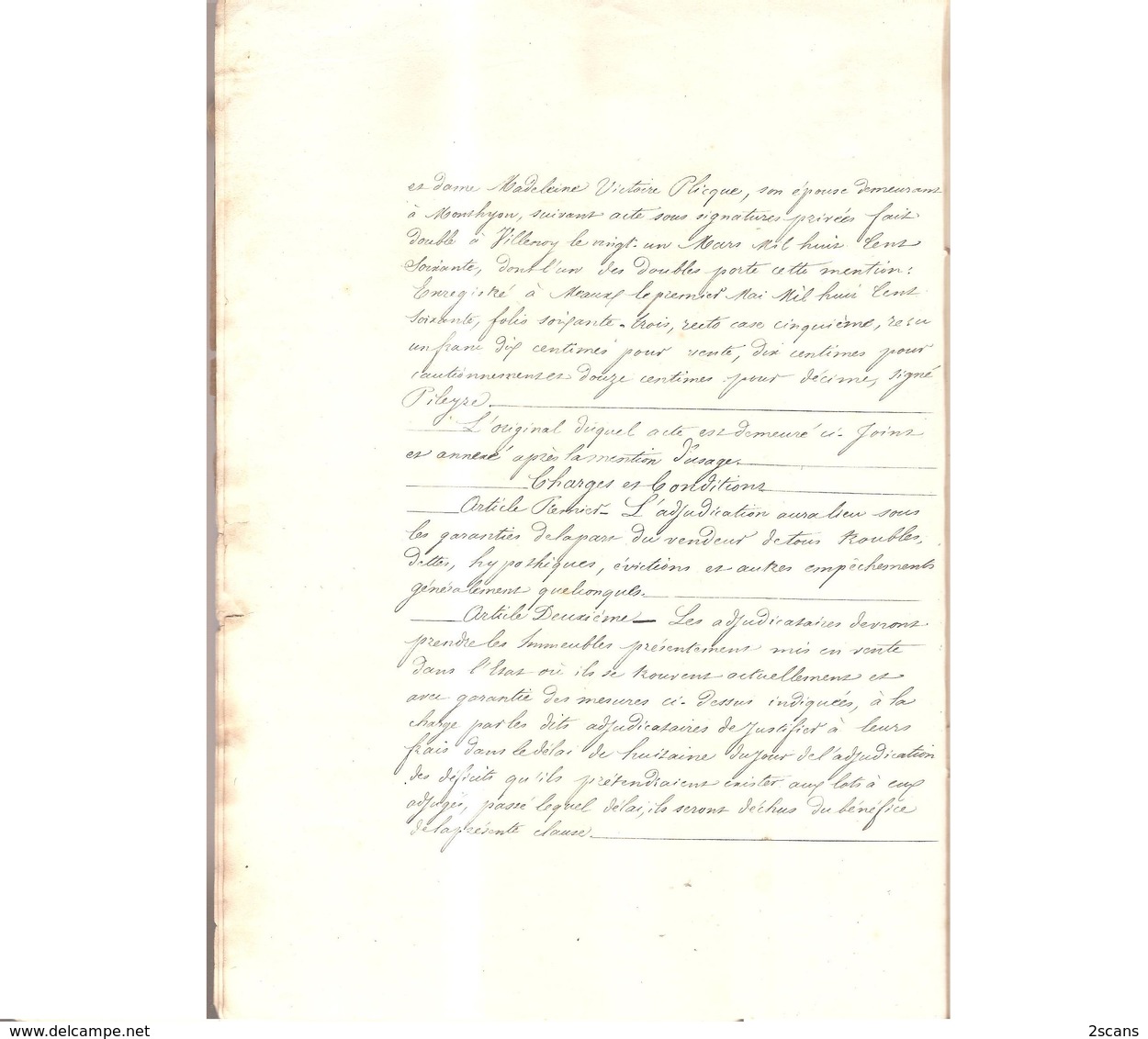 77 VILLENOY - 1863 - Adjudication par M. Étienne CARON - (familles BOURETTE, MAURICE, GAILLET, CHATIN, LEFRANC) - Meaux