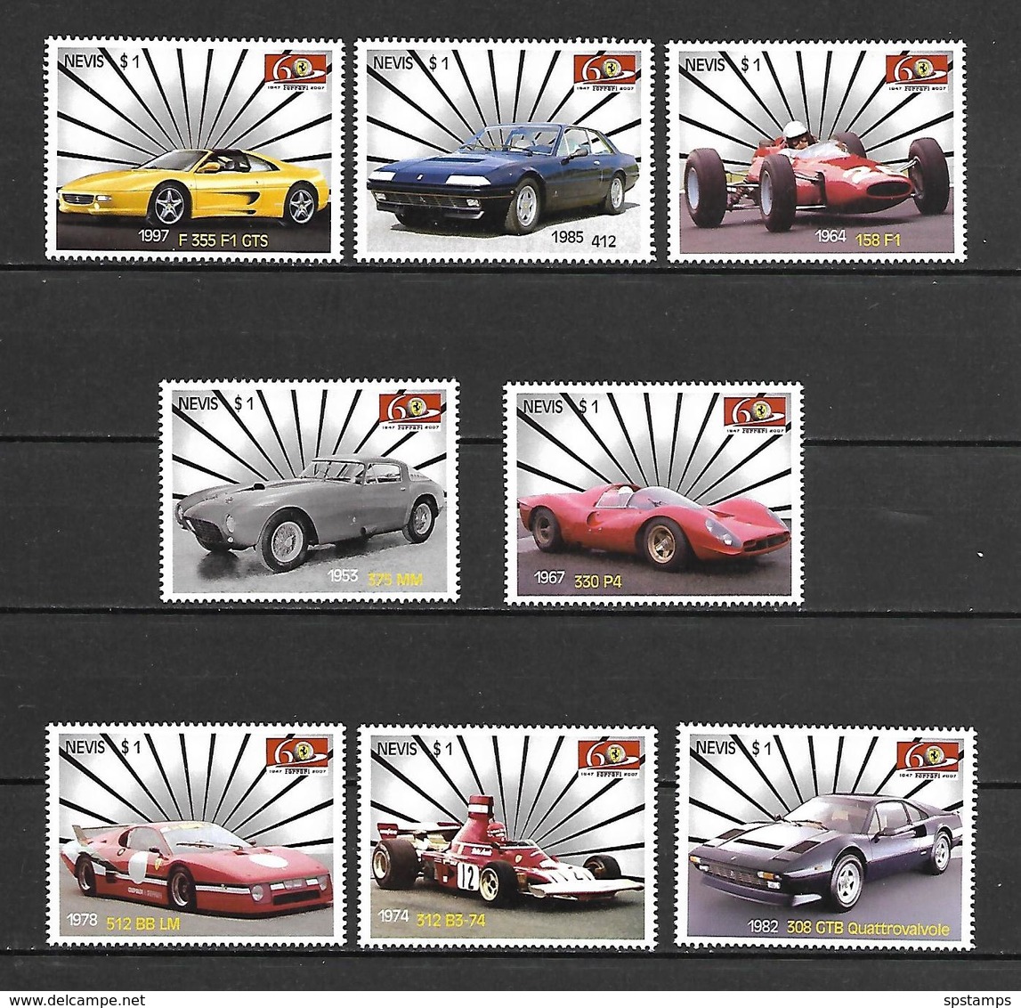 Nevis 2007 Cars - The 60th Anniversary Of Ferrari MNH - Voitures