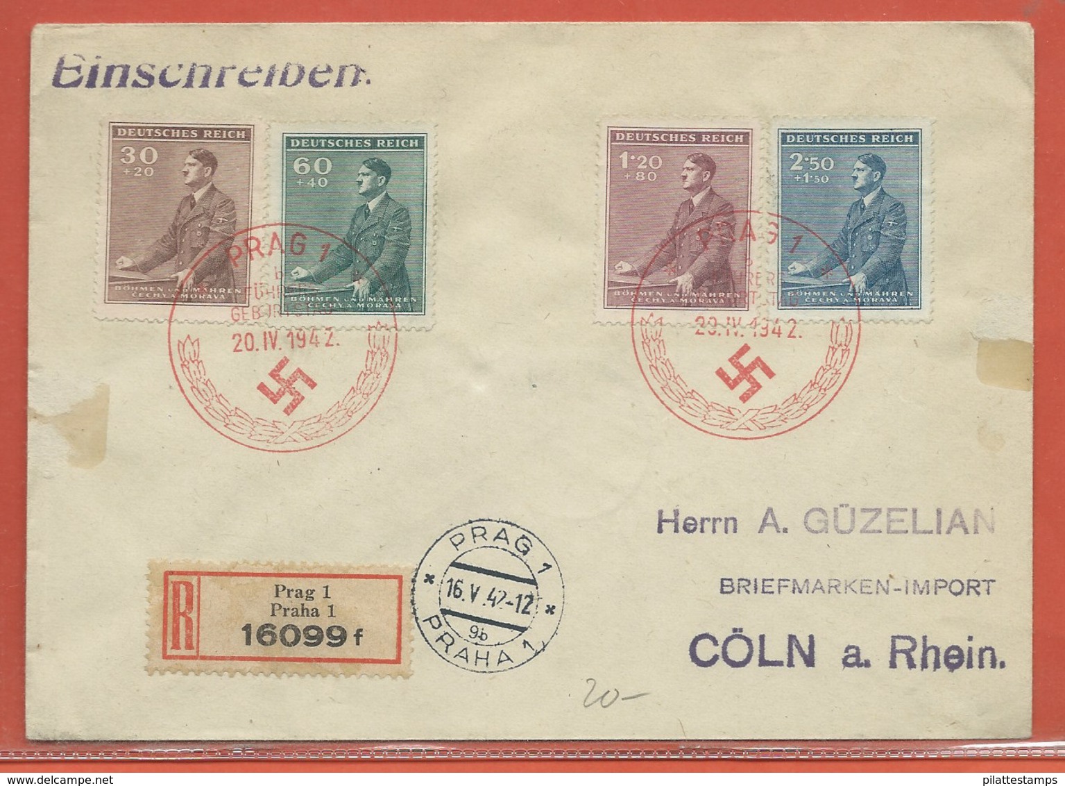 BOHEME ET MORAVIE LETTRE RECOMMANDEE DE 1942 DE PRAGUE POUR COLOGNE ALLEMAGNE - FDC