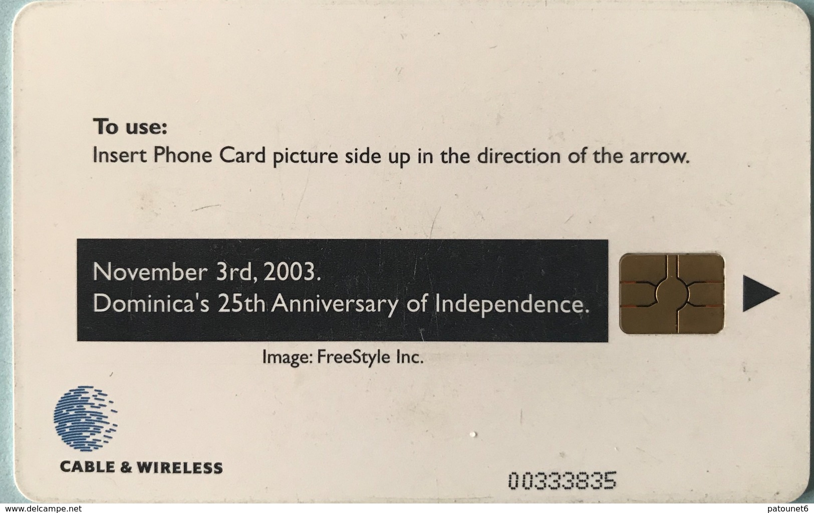DOMINIQUE  -  Phonecard  -  Cable § Wireless  - 25th Independance - $ 10 - Dominique