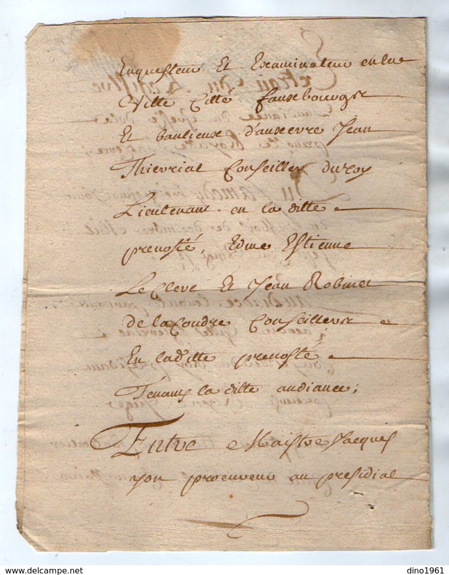 16.989 - Cachet Généralité De DIJON -  AUXERRE - Acte De 1727 - - Gebührenstempel, Impoststempel