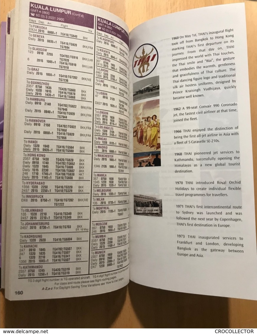 THAI AIRWAYS WORLDWIDE TIMETABLE THAI 50TH ANNIVERSARY 1960-2010 28 March - 30 October 2010 - Orari