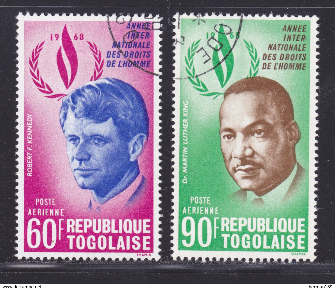 TOGO AERIENS N°  105 & 106 ° Oblitérés, Used, TB (D9377) Année Des Droits De L'Homme -1969 - Togo (1960-...)