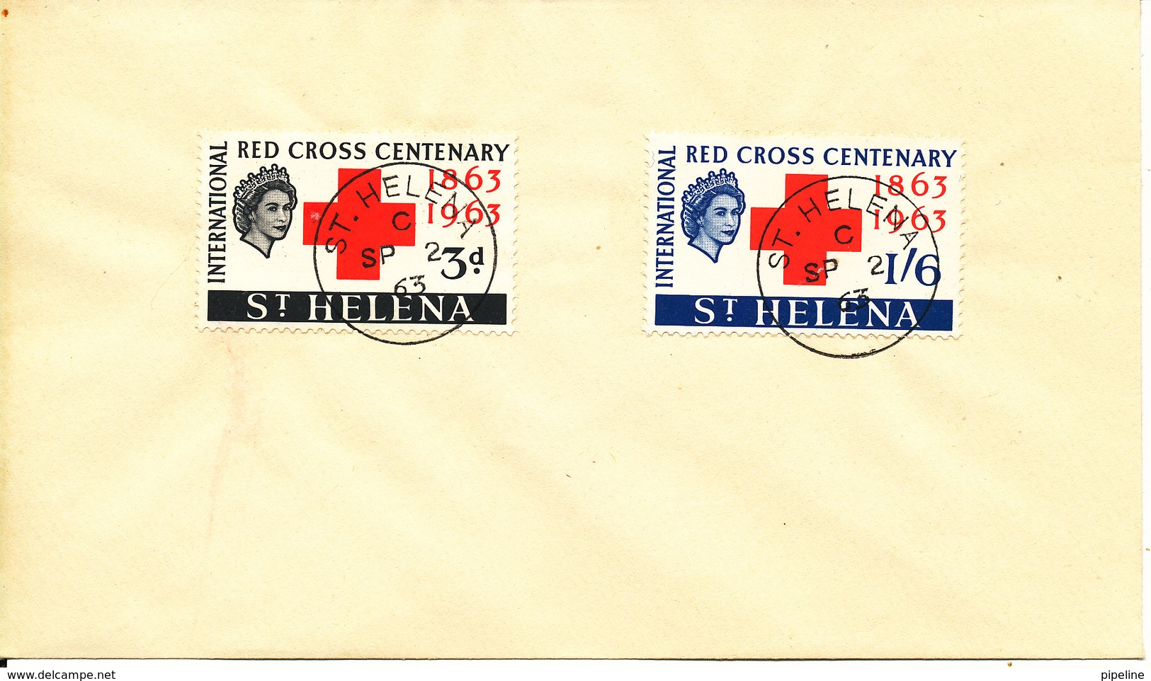 Saint Helena Island FDC 2-9-1963 RED CROSS Complete Set Of 2 - Sainte-Hélène