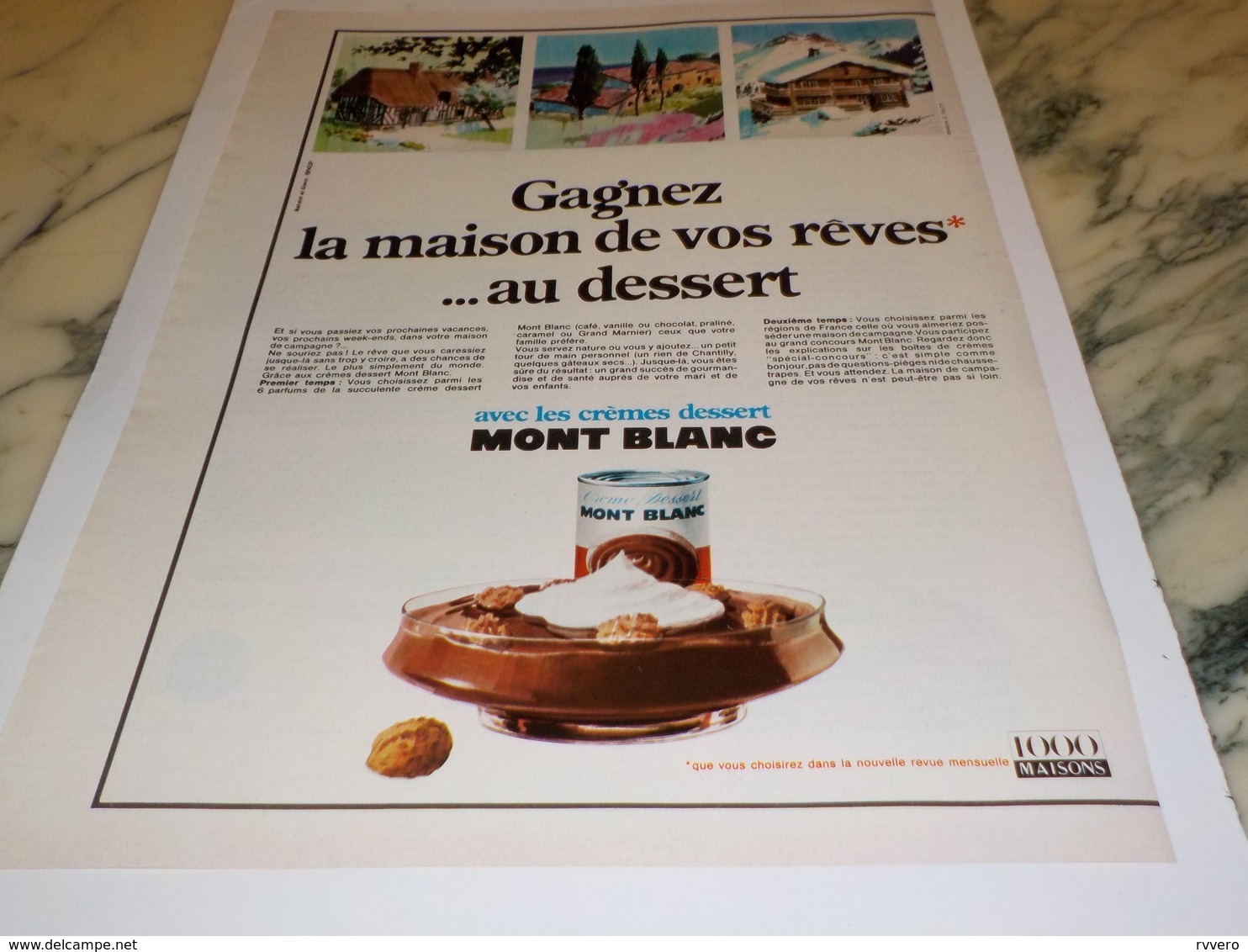 ANCIENNE PUBLICITE CREME DESSERT  MONT BLANC 1969 - Affiches