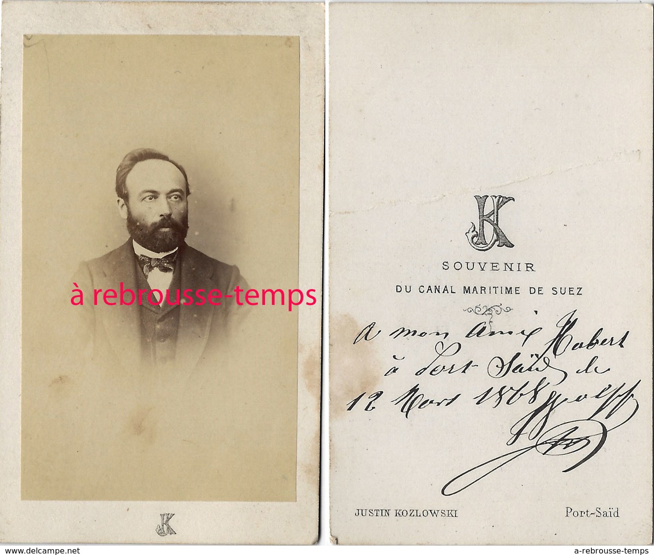 A Voir CDV EGYPTE En 1868-par Le Rare Photographe Justin Kozlowski à Port Saïd-souvenir Du Canal De Suez-homme - Old (before 1900)