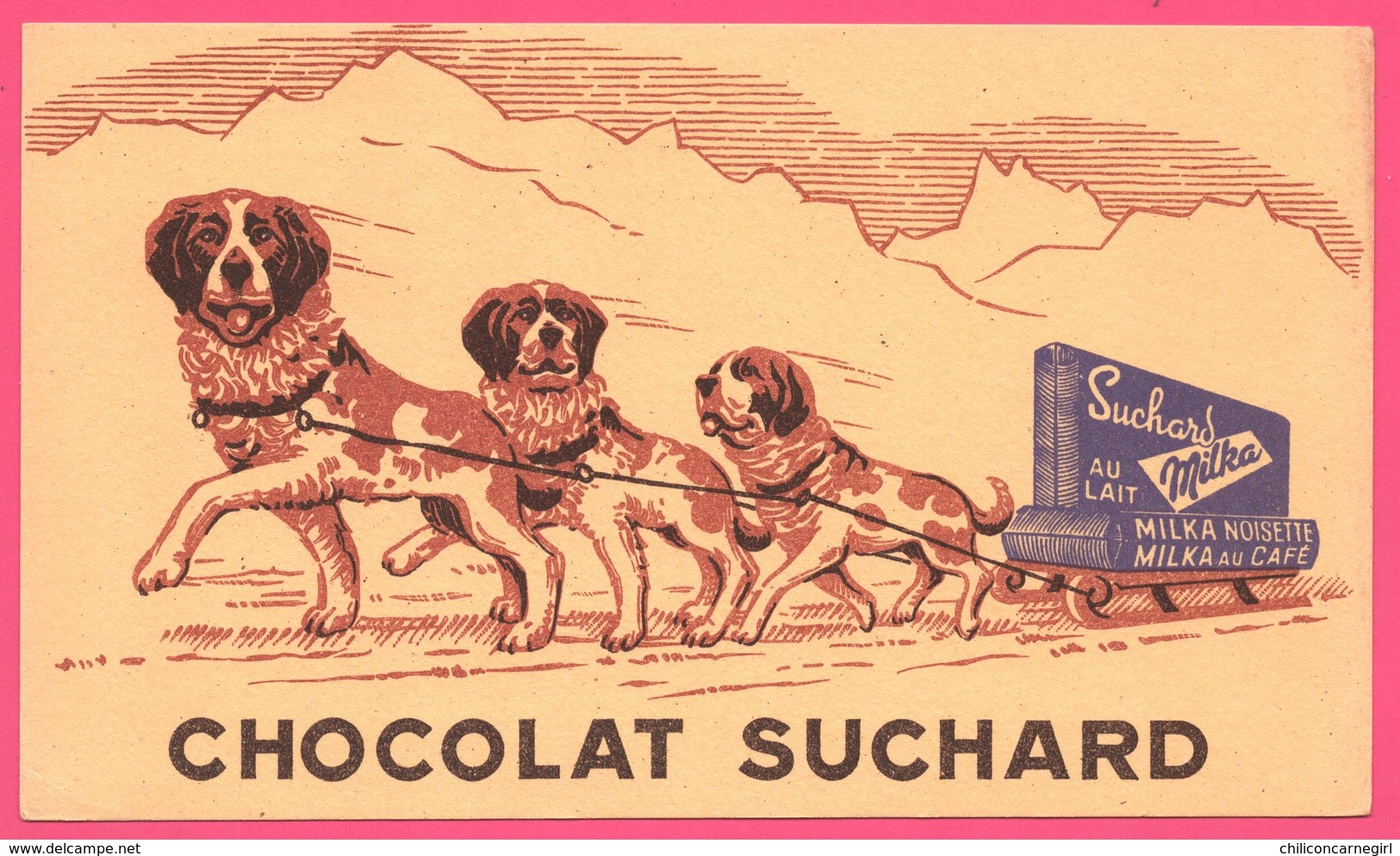 BUVARD Illustré - BLOTTING PAPER - SUCHARD - Milka - Chocolat - Attelage - Chien De Traineau - Cacao