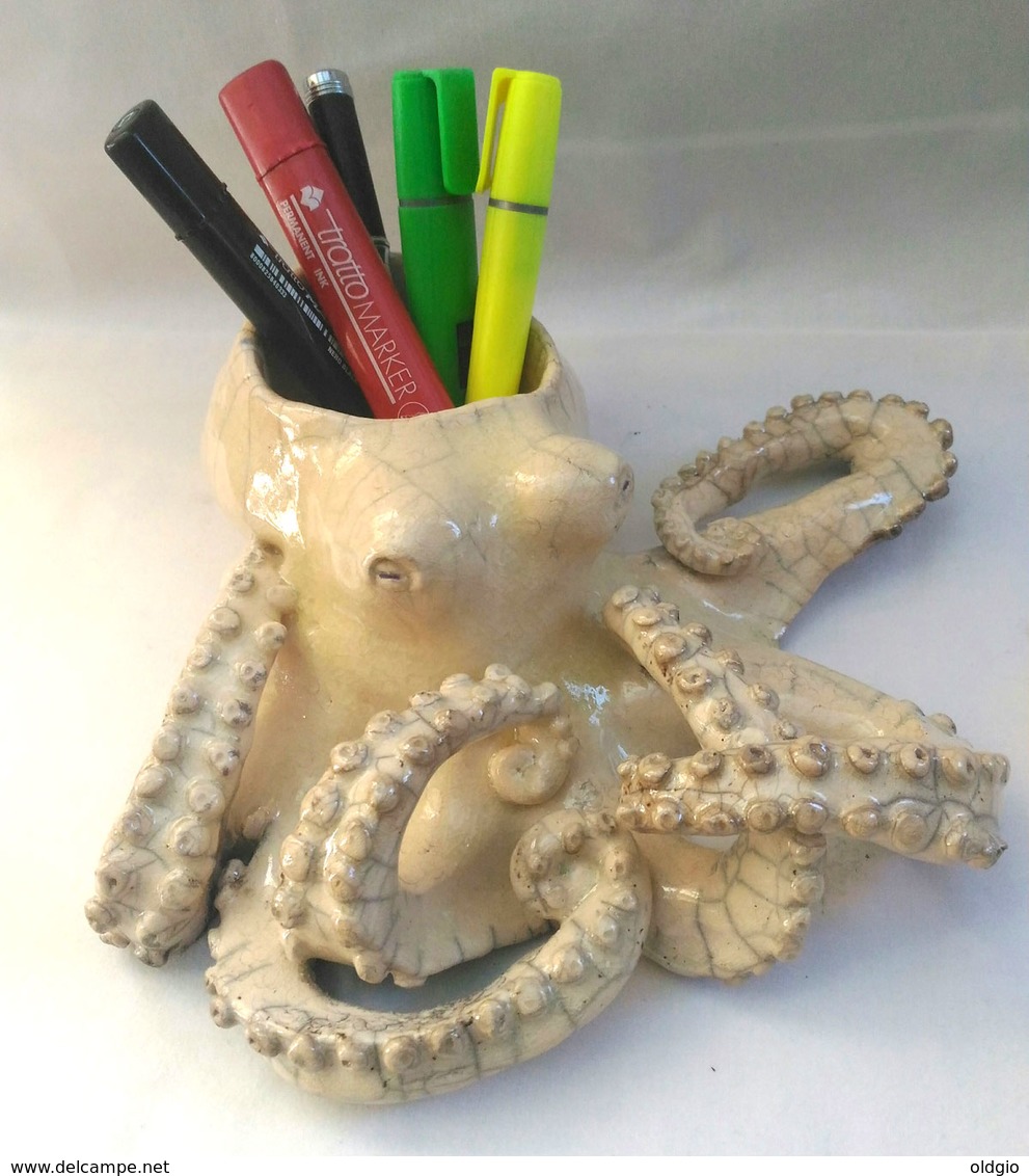 Polpo Piovra Octopus Ceramica Stile Giapponese Artigianale Raku Fatta A Mano Japanese Style Handmade Pottery - Unclassified